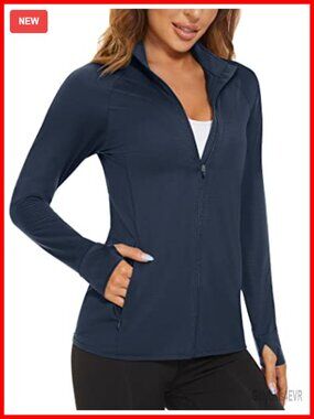 Women's UPF 50+ Lightweight Athletic Sun Jacket Full Zip Long Sleeve Outdoor